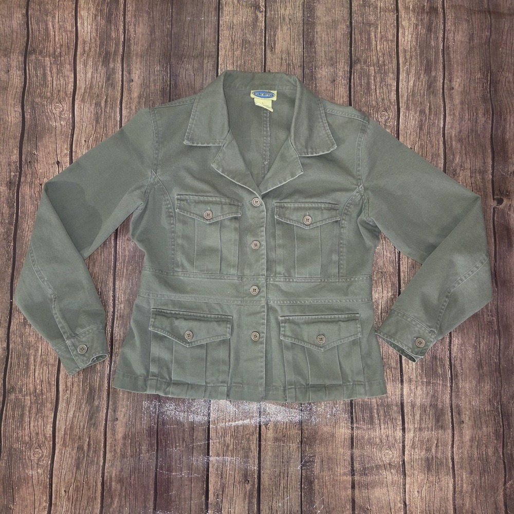 Vintage Overdrive Utility Jacket L Olive Green Bella Swan Y2K Cargo Indie Sleaze